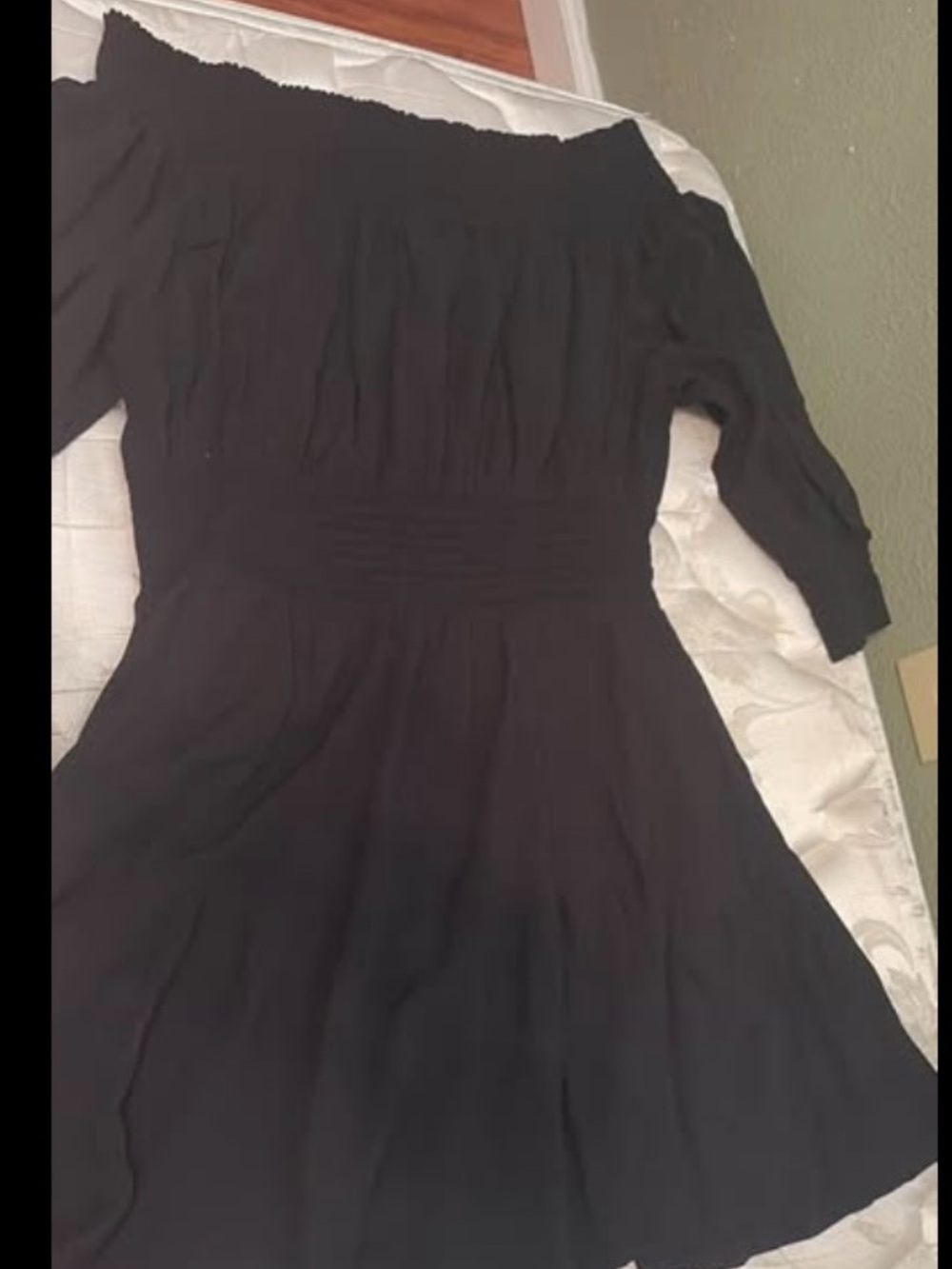 Gianni Bini Black Off‑Shoulder Smocked Waist Dress